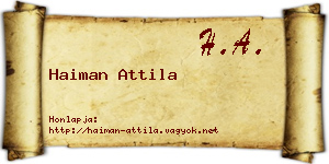 Haiman Attila névjegykártya